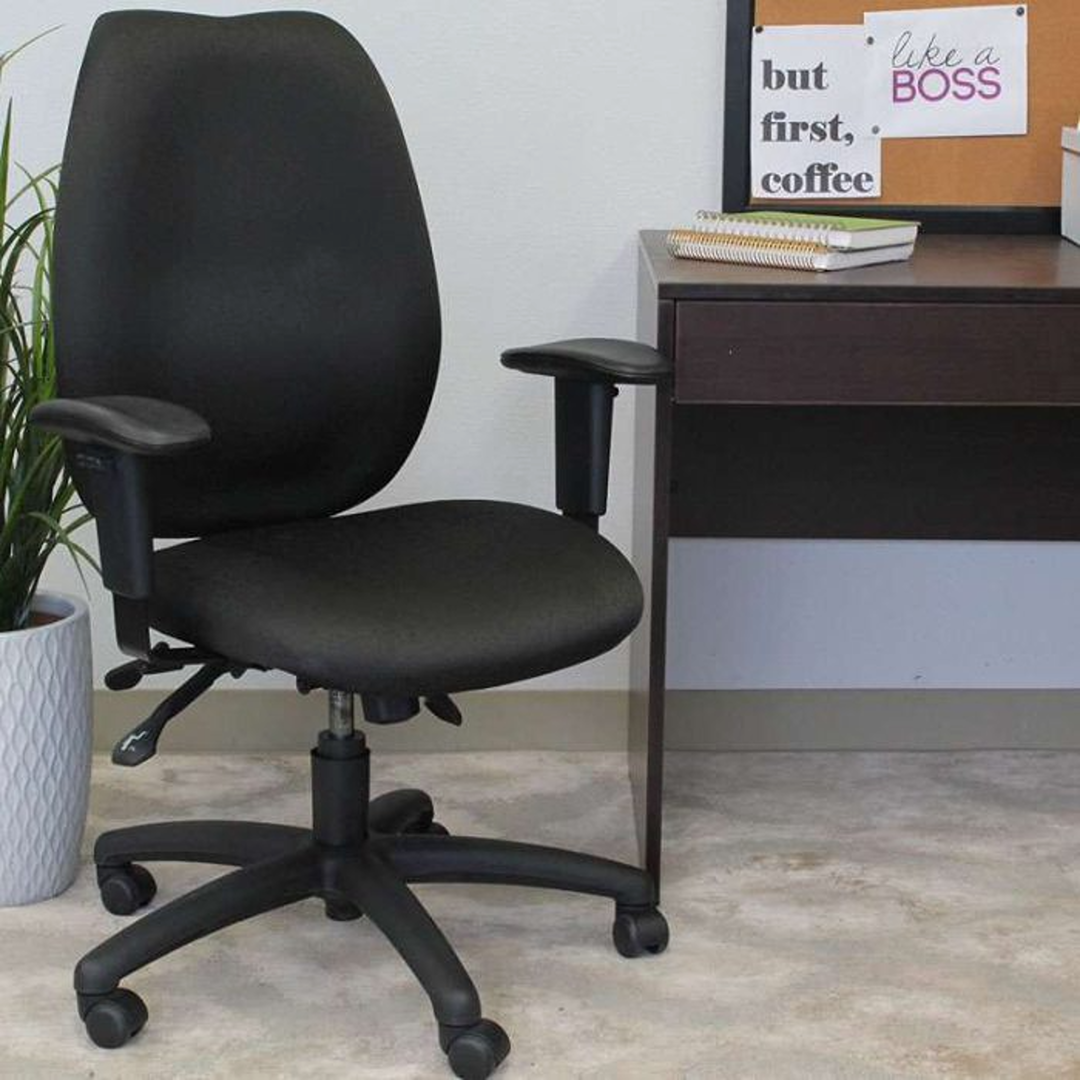 Boss High-Back Task Chair with Adjustable Arms, Black - Image 5