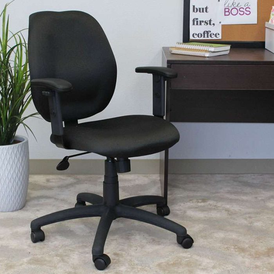 Boss Mid-Back Task Chair with Adjustable Arms, Black - Image 3