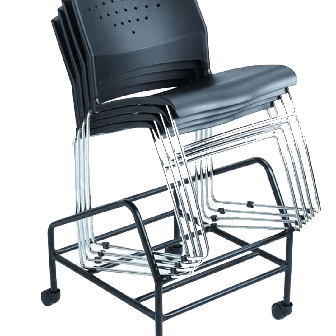 Boss Black Stack Chair With Chrome Frame, (1 chair) - Image 4