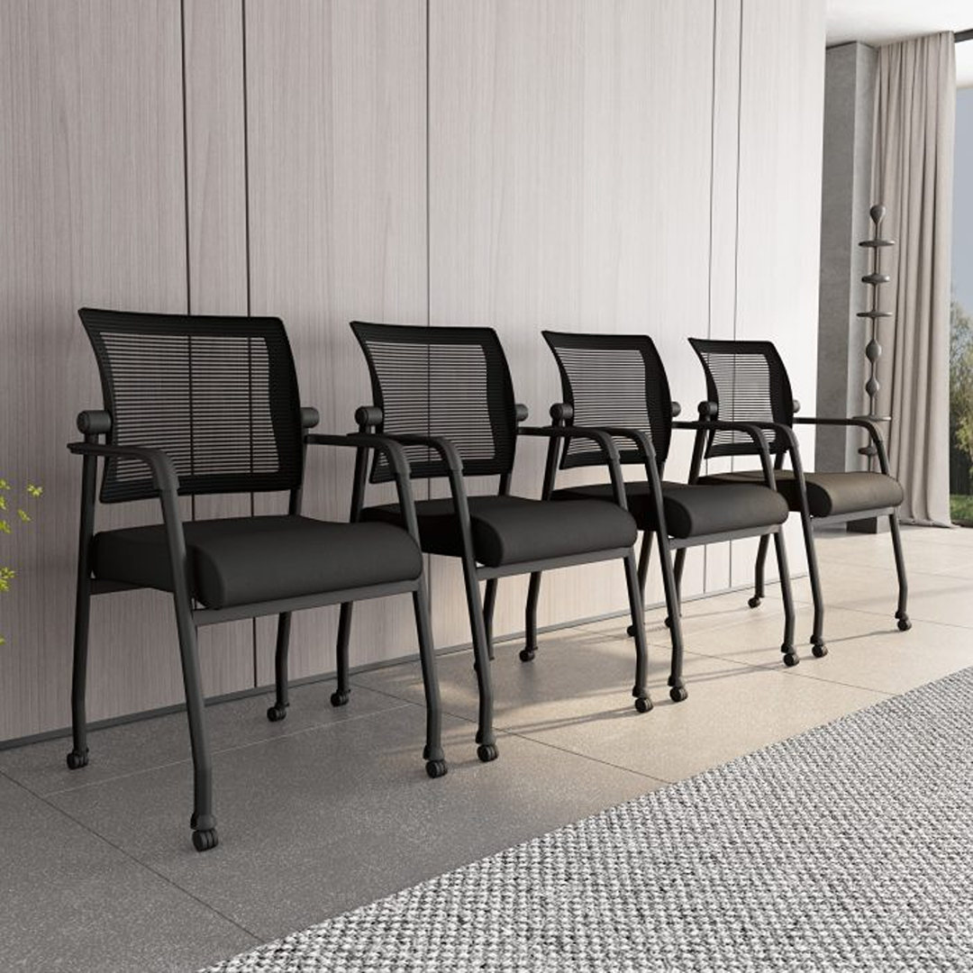 Boss Linear Mesh 4-Legged Guest Chair w/ Casters - Image 3