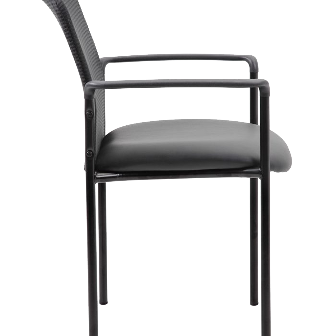 Boss Stackable Mesh Back/Caressoft Vinyl Seat Guest Chair, Black - Image 8