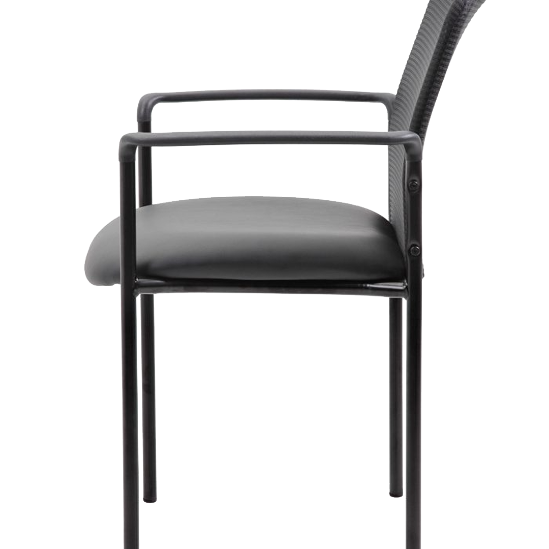 Boss Stackable Mesh Back/Caressoft Vinyl Seat Guest Chair, Black - Image 4
