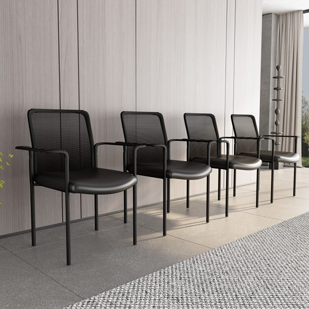 Boss Stackable Mesh Back/Caressoft Vinyl Seat Guest Chair, Black - Image 2