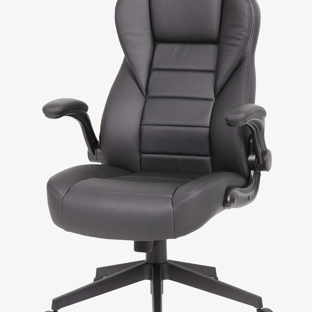 Boss Executive High Back Caressoftplus Vinyl Flip Arm Chair - Image 2