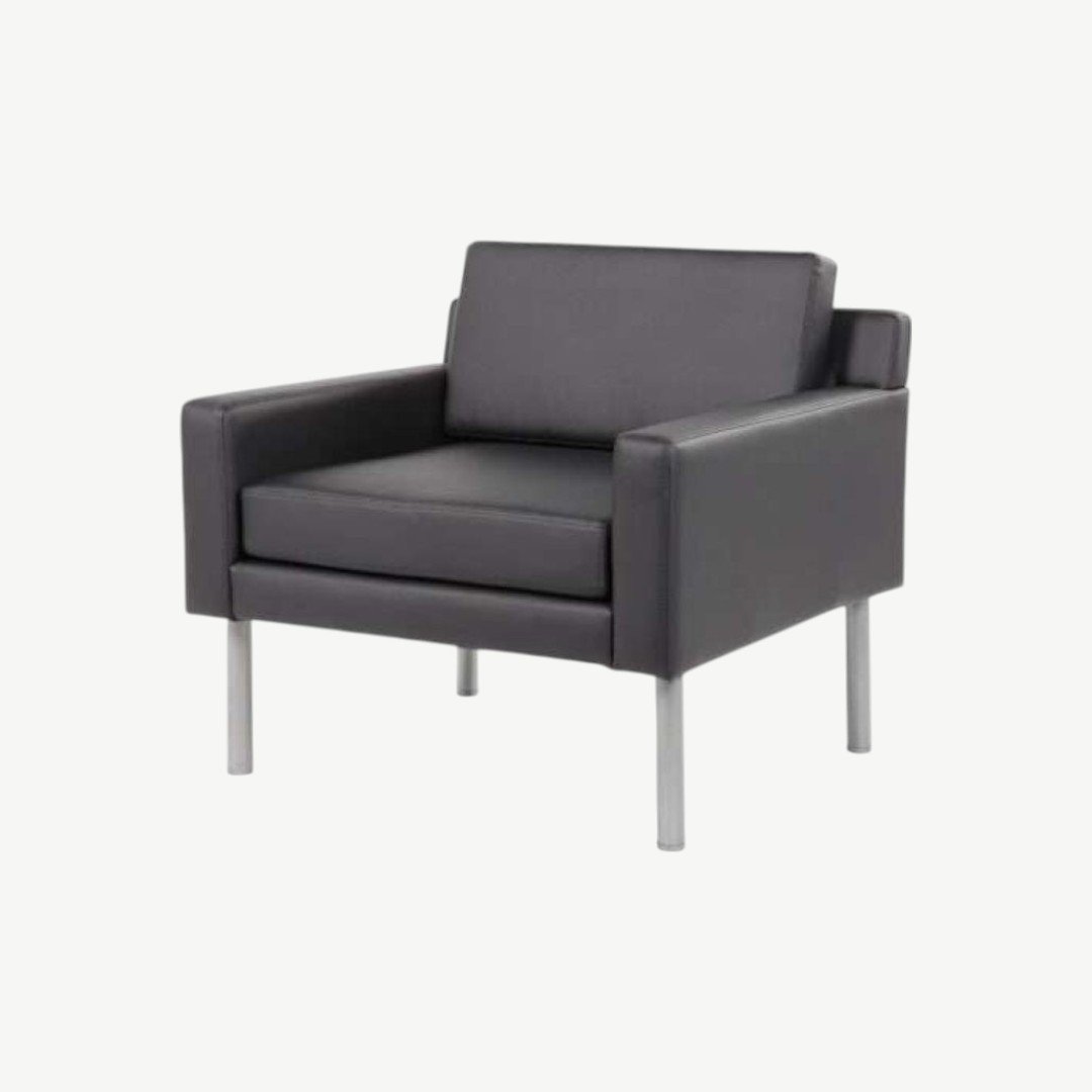 Boss Black Antimicrobial Vinyl Lounge Chair - Image 2