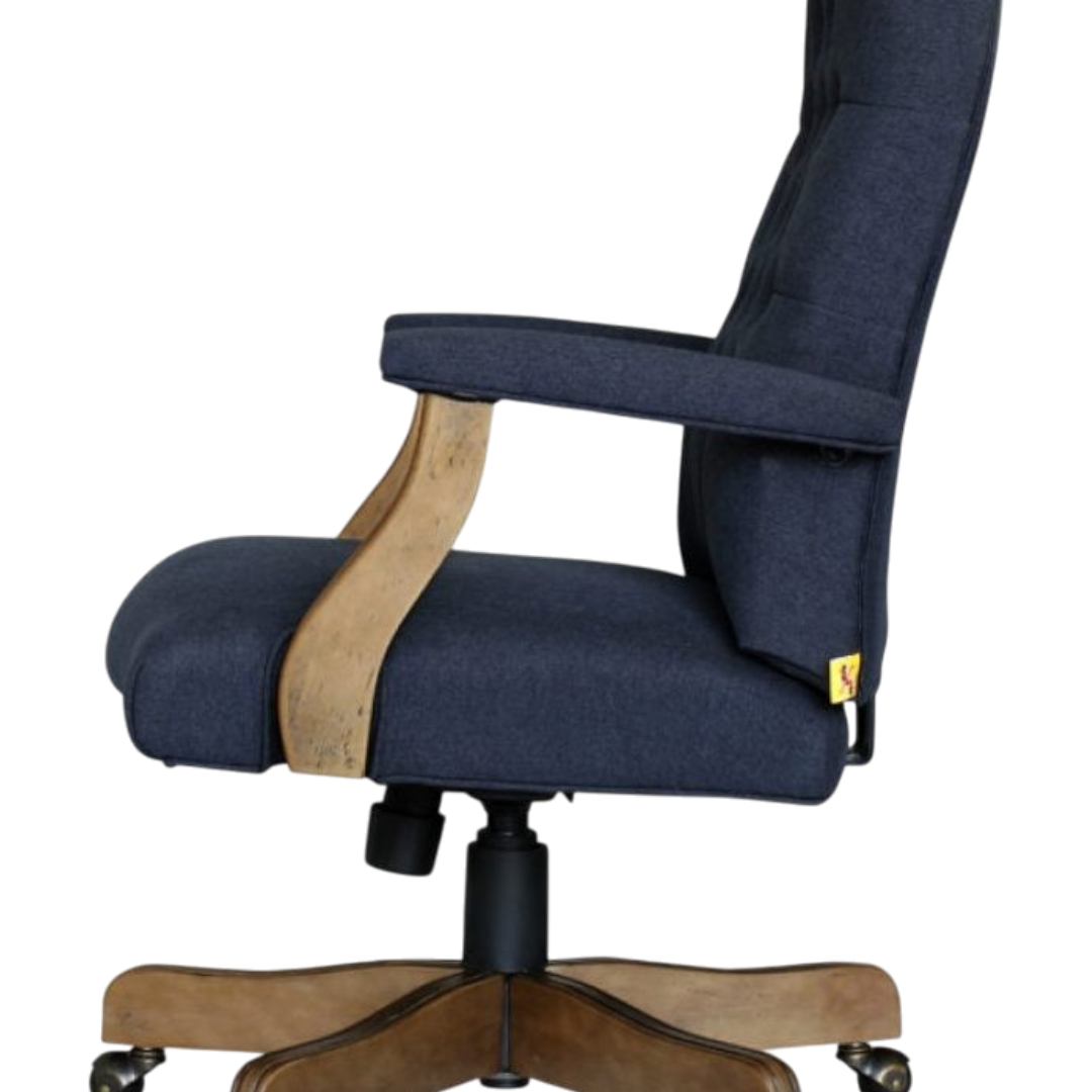 BOSS Executive Navy Commercial Grade Linen Chair With Driftwood Finish Frame - Image 3