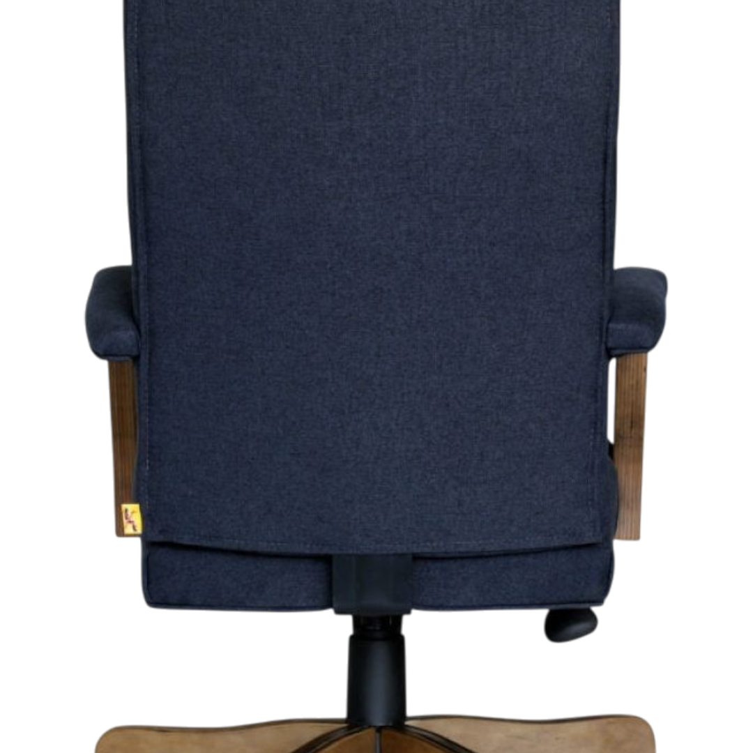 BOSS Executive Navy Commercial Grade Linen Chair With Driftwood Finish Frame - Image 4