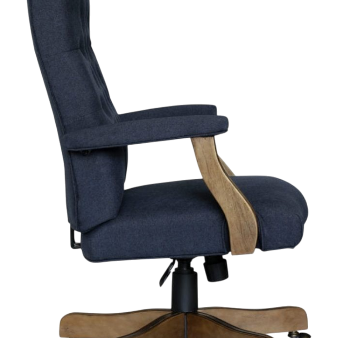 BOSS Executive Navy Commercial Grade Linen Chair With Driftwood Finish Frame - Image 6