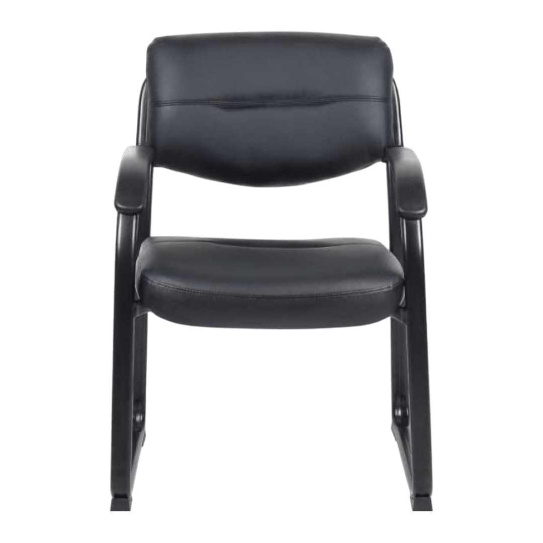 Boss Leather Sled Base Side Chair W/ Arms - Image 4