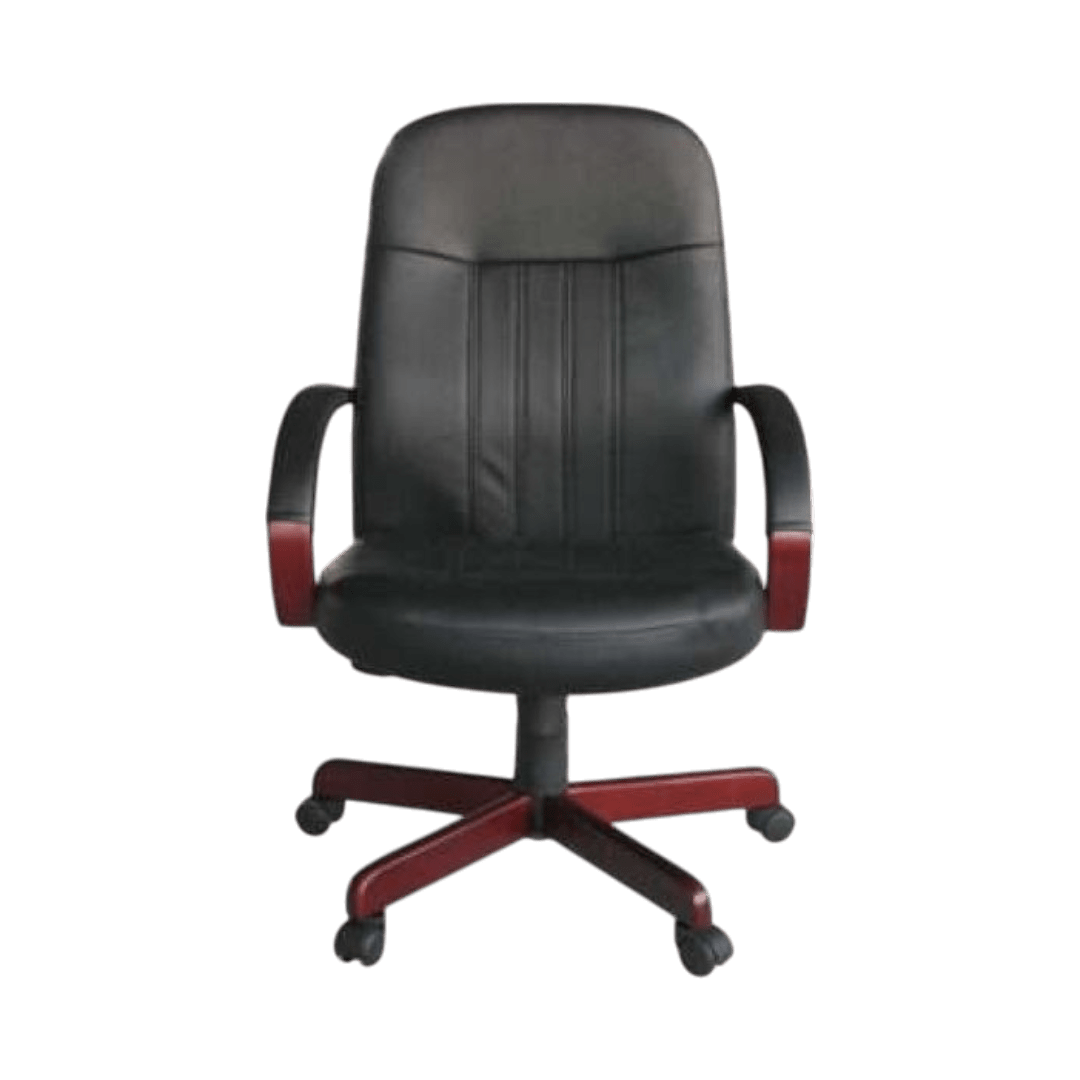 Boss LeatherPlus Exec. Chair W/ Mahogany Finish - Image 5