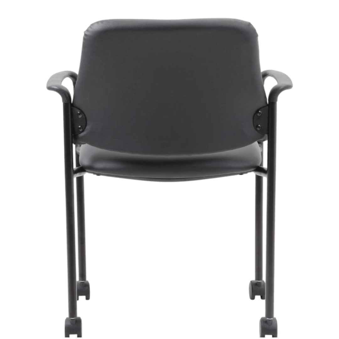 Boss Square Back Diamond Stacking Chair W/Arm and Casters In Black Caressoft - Image 5