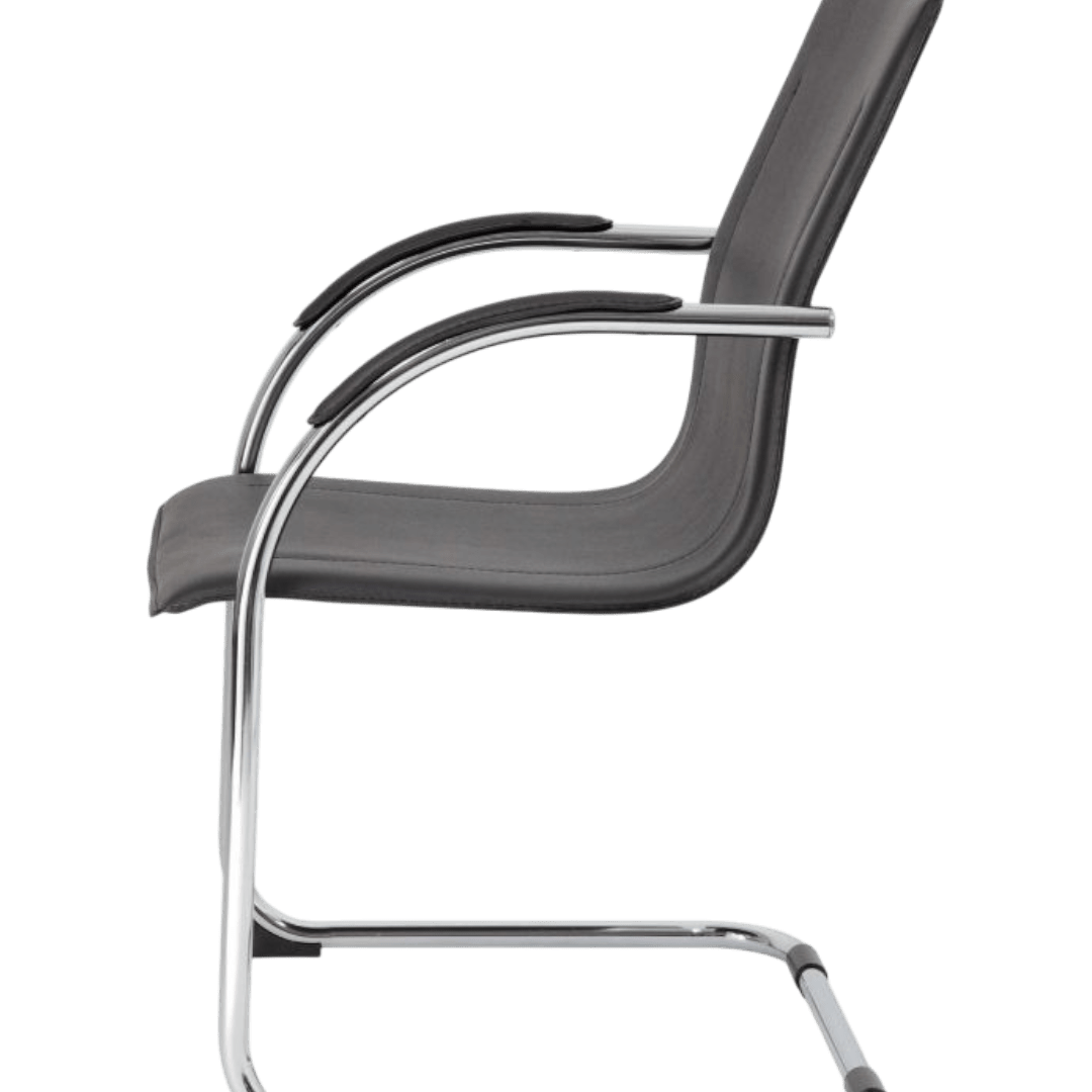 Boss Chrome Frame Black Vinyl Side Chair, (set of 4) - Image 4