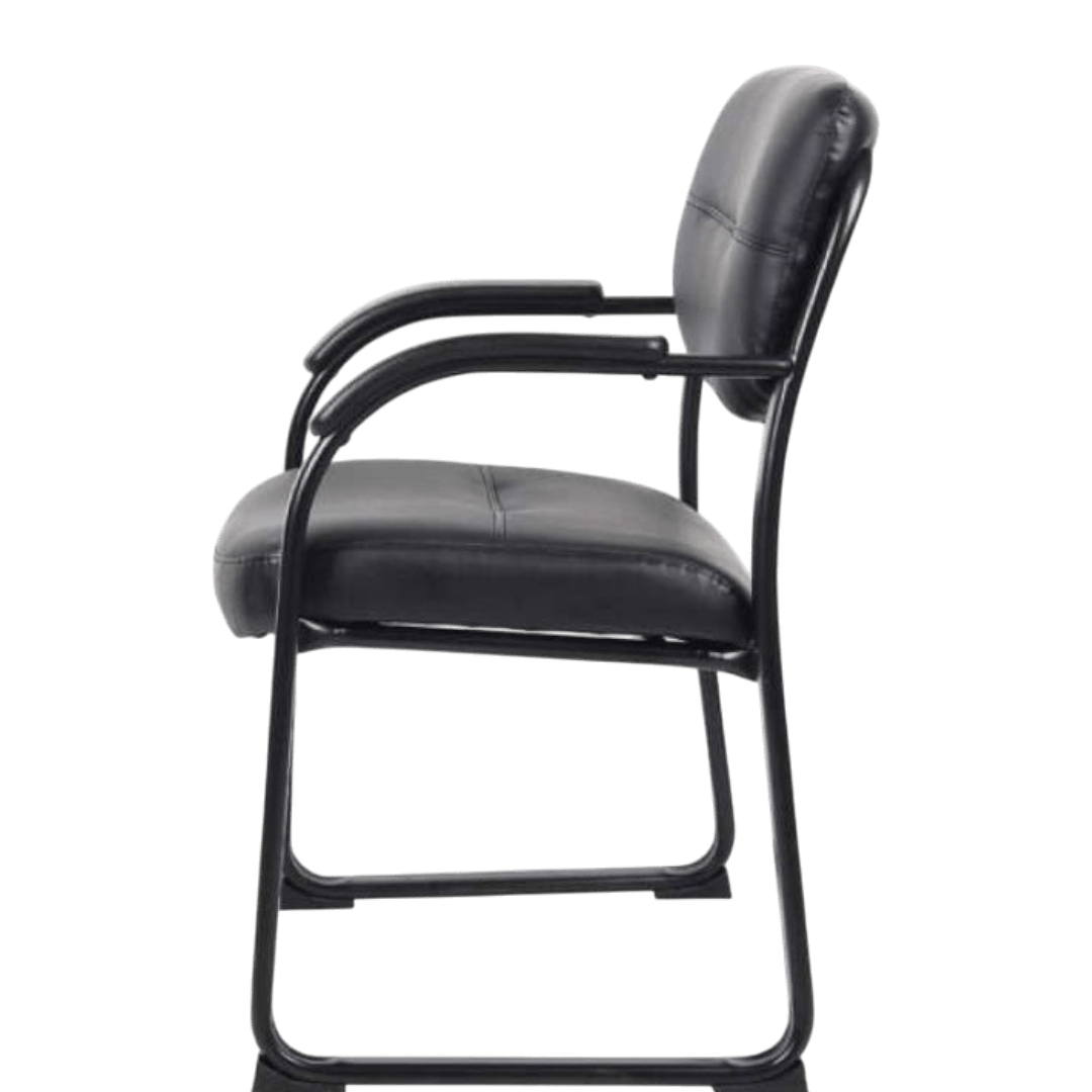 Boss Leather Sled Base Side Chair W/ Arms - Image 5