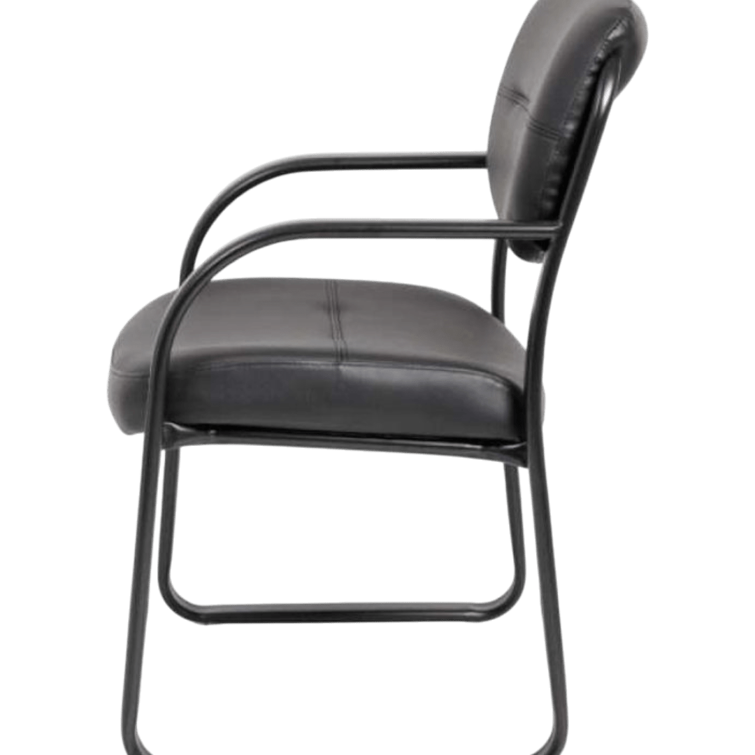 Boss Leather Sled Base Side Chair W/ Arms - Image 4