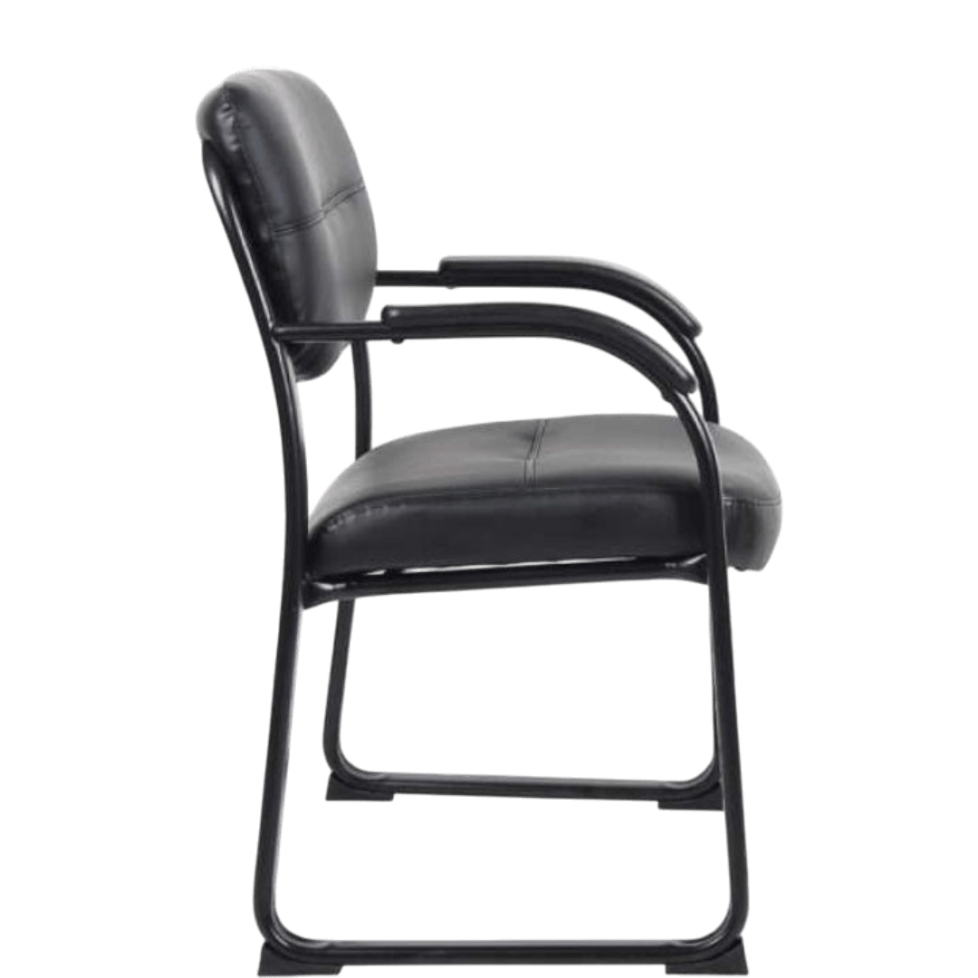 Boss Leather Sled Base Side Chair W/ Arms - Image 8