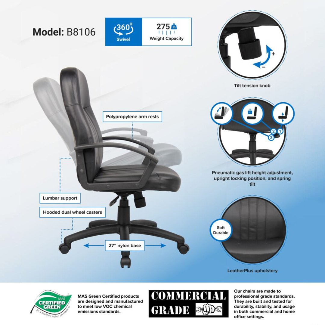 Boss Executive Leather Budget Chair - Image 9
