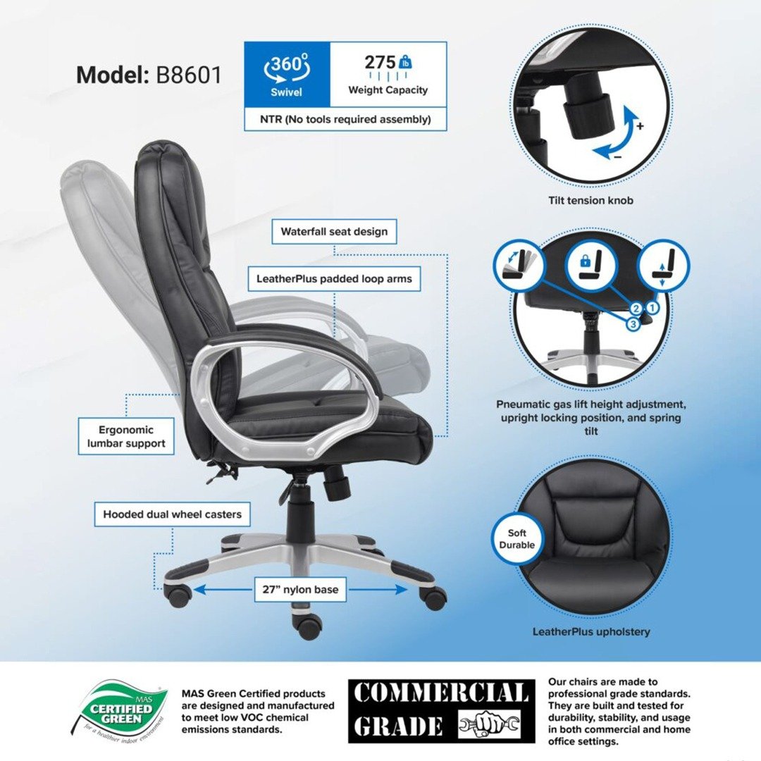 Boss "NTR" Executive LeatherPlus Chair - Image 6