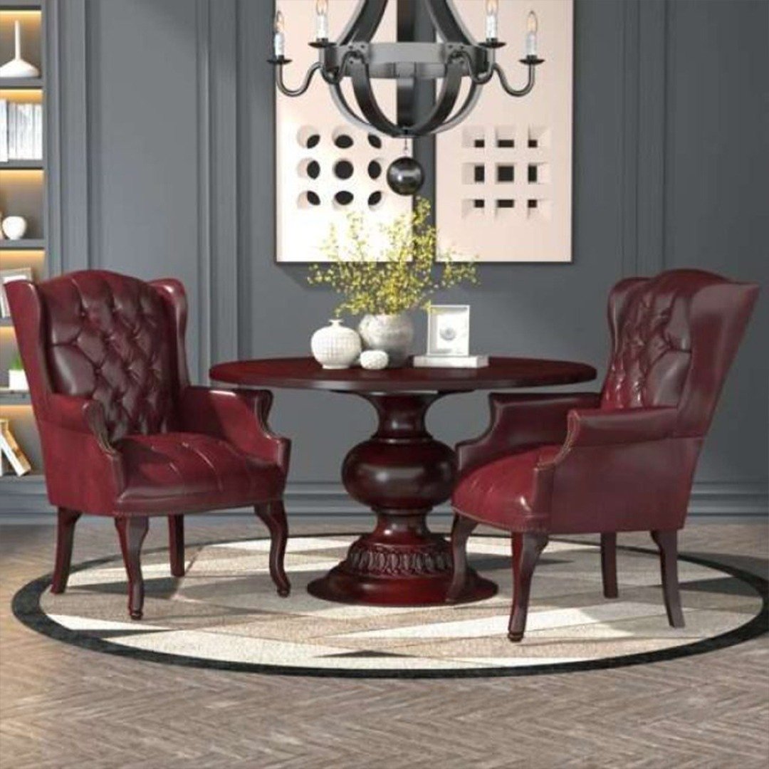 Boss Wingback Traditional Chair In Burgundy - Image 5