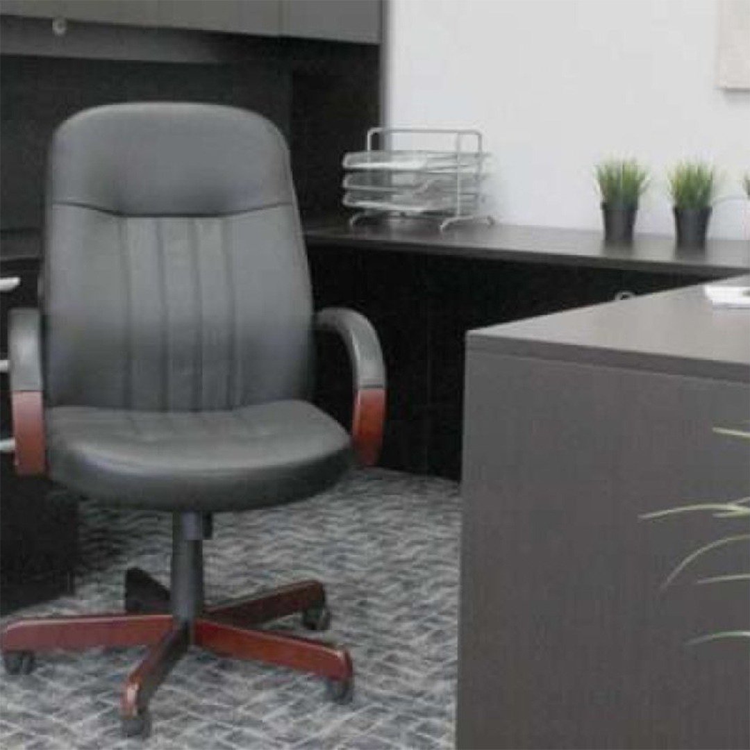 Boss LeatherPlus Exec. Chair W/ Mahogany Finish - Image 3