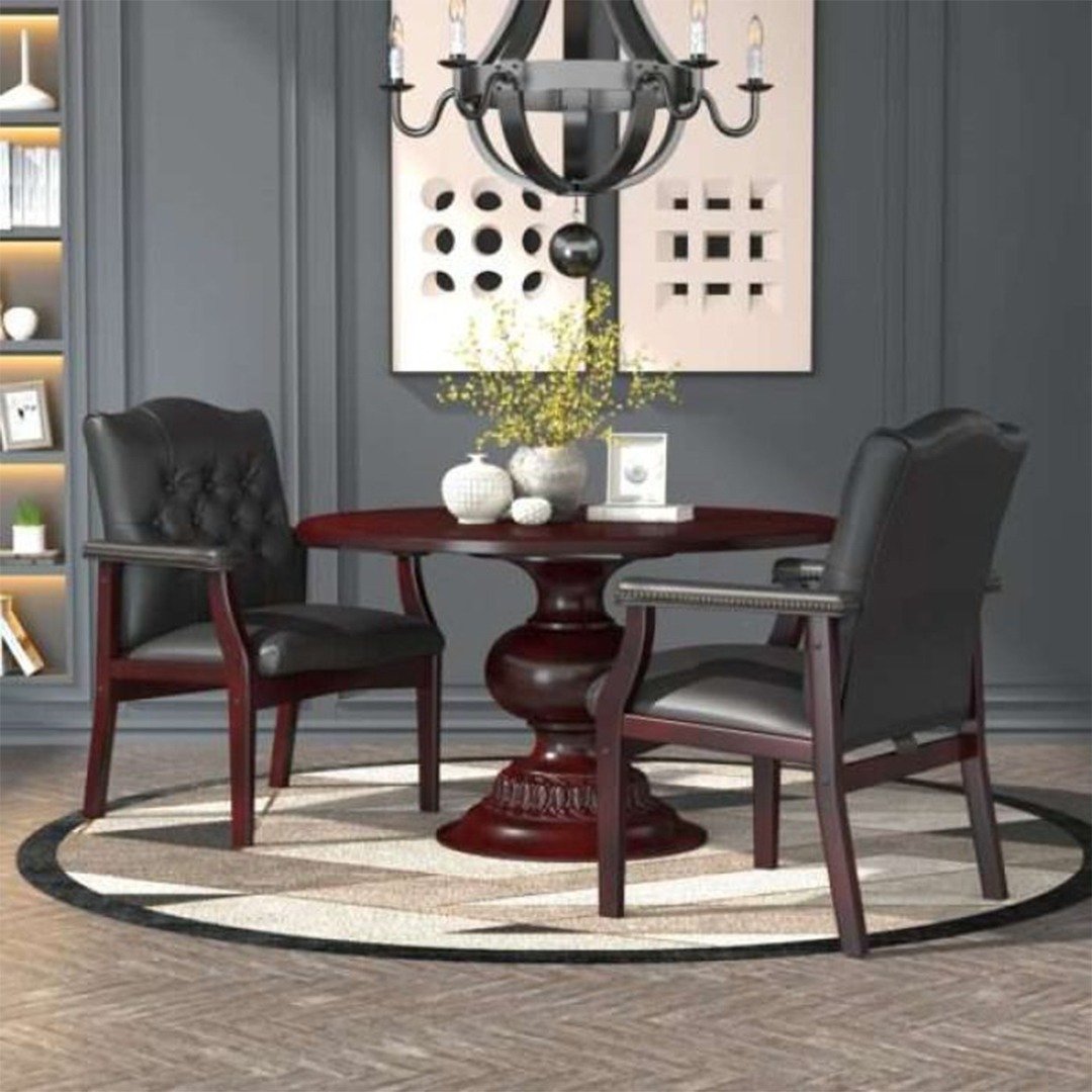 Boss Traditional Black Caressoft guest, accent or dining chair W/ Mahogany Finish - Image 3