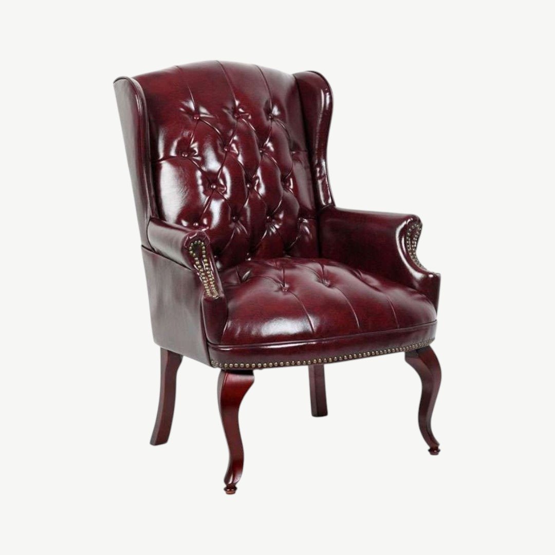 Boss Wingback Traditional Chair In Burgundy - Image 2