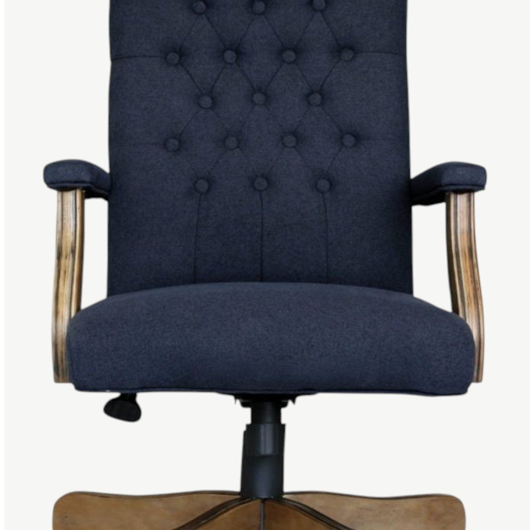 BOSS Executive Navy Commercial Grade Linen Chair With Driftwood Finish Frame - Image 2
