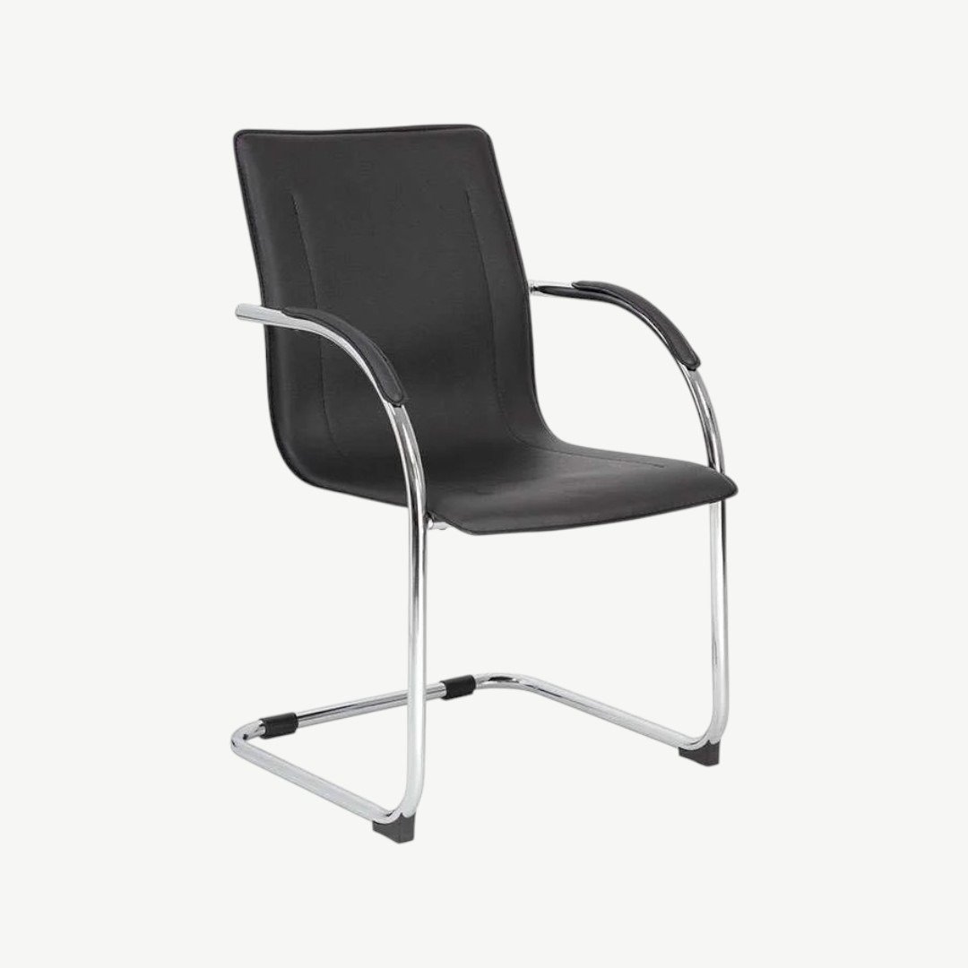 Boss Chrome Frame Black Vinyl Side Chair, (set of 4) - Image 2
