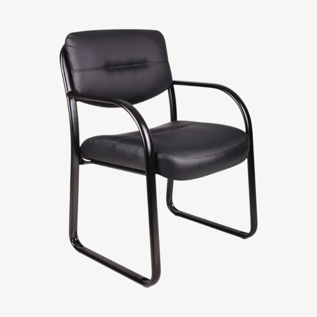 Boss Leather Sled Base Side Chair W/ Arms - Image 2