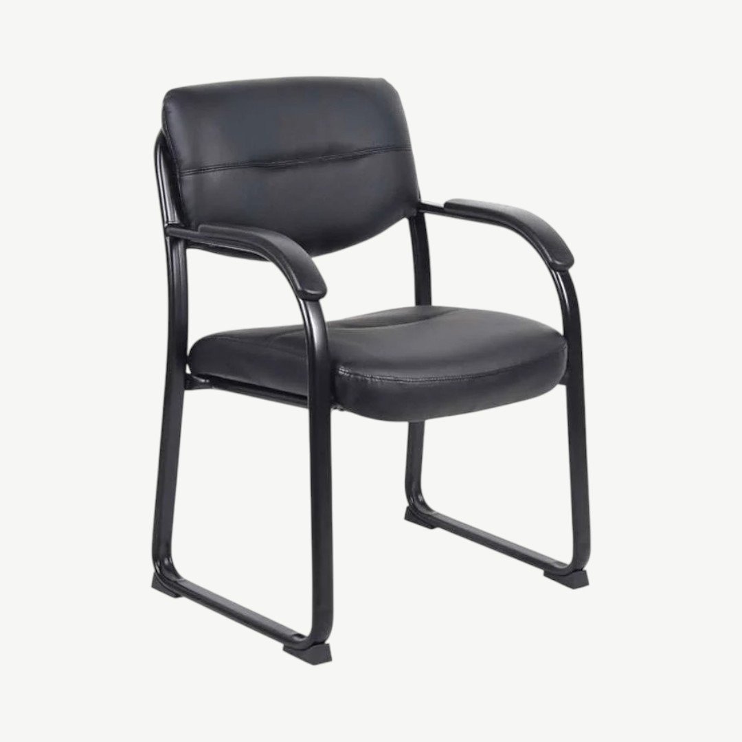 Boss Leather Sled Base Side Chair W/ Arms - Image 2